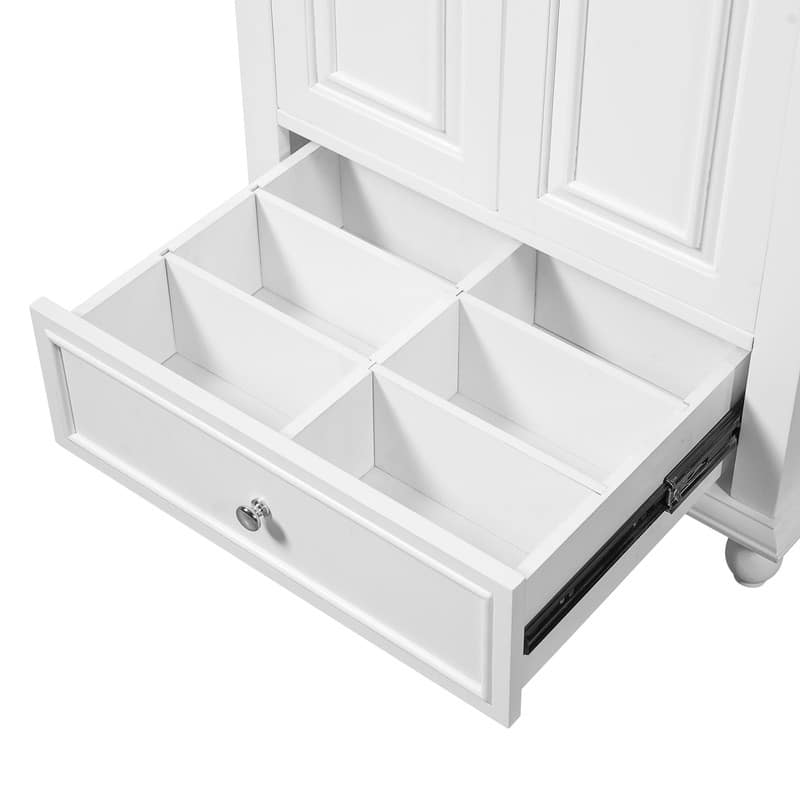 24" Bathroom Vanity with Ceramic Sink, Storage Cabinet with Soft-Close Doors and Drawer with Dividers