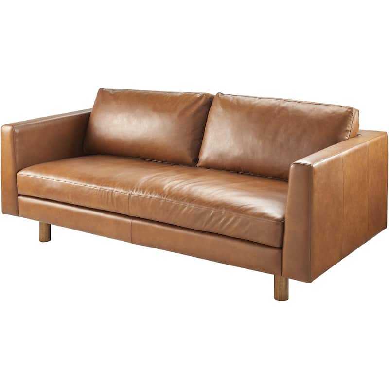 Carla Brown Leather Traditional Sofa - Brown