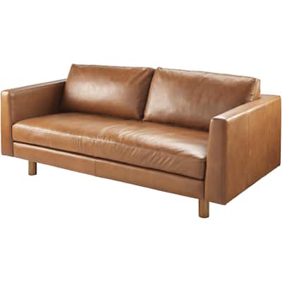Carla Brown Leather Traditional Sofa