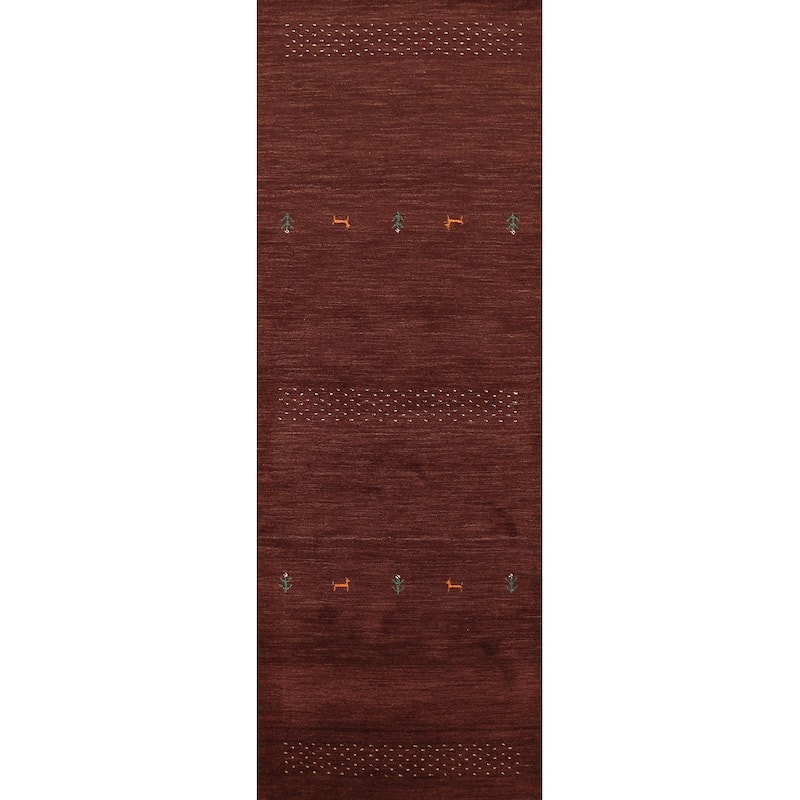 Gabbeh Oriental Runner Rug Hand-Knotted Wool Carpet - 2'9"x 9'9"