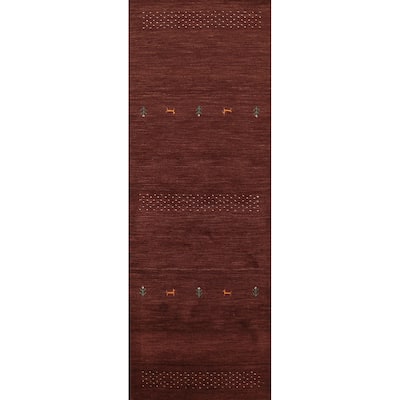 Gabbeh Oriental Runner Rug Hand-Knotted Wool Carpet - 2'9"x 9'9"