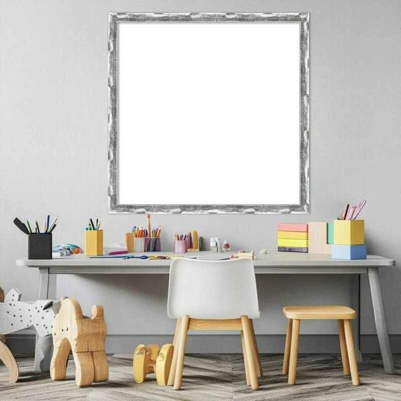 Amanti Art Scratched Wave Chrome Framed Dry Erase Magnetic Board