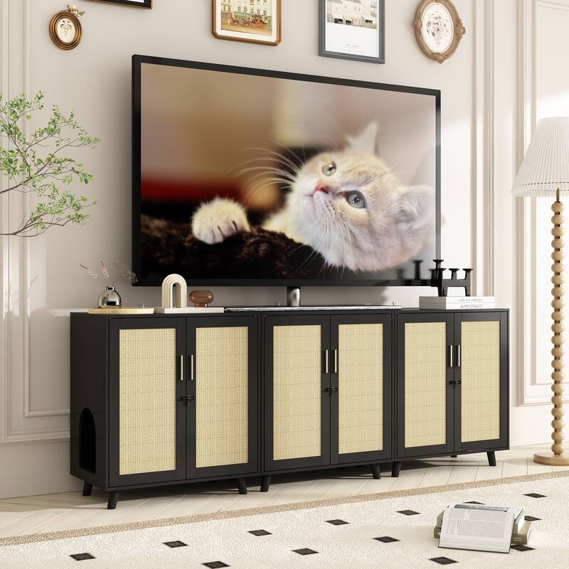 Buffet Cat Litter Box Enclosure Cabinet Hidden Cat Washroom Furniture
