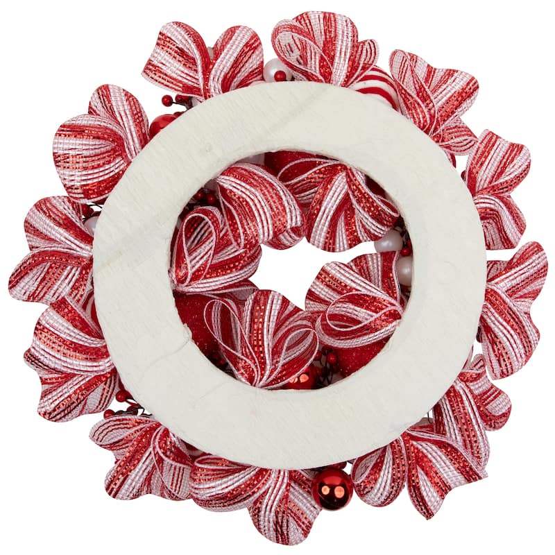 Peppermint and Berries Christmas Wreath - 20" - Unlit