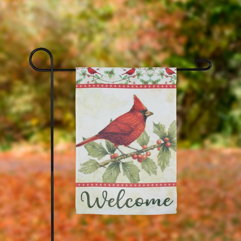 Green and Red Cardinal Christmas Outdoor Garden Flag 18" x 12.5" - 18" x 12.5"