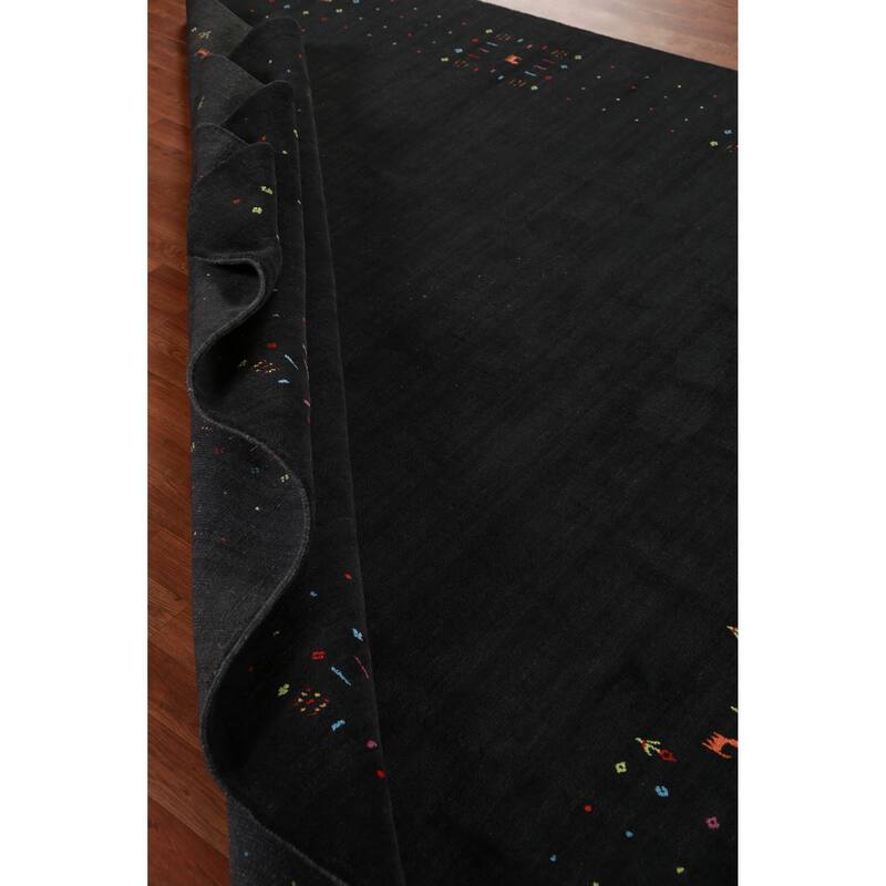 Hand Knotted Oriental 100% Wool Carpet Tribal Tribal Greys & Charcoal Gabbeh Area Rug - 8' 3'' X 8' 2''