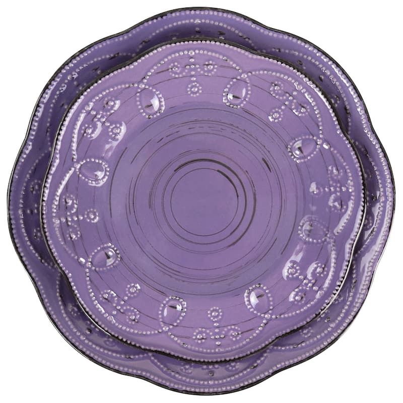 Wolverhampton 16 Piece Ornate Stoneware Dinnerware Set in Lavender