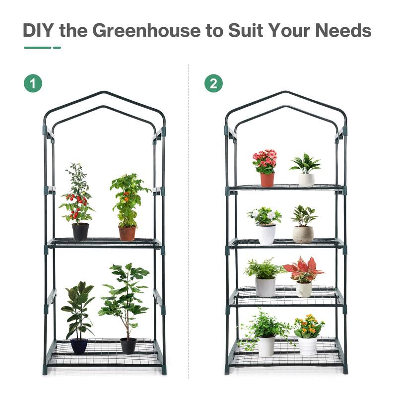 Aoodor 4 Tier Mini Greenhouse, 27x19x63 Inch