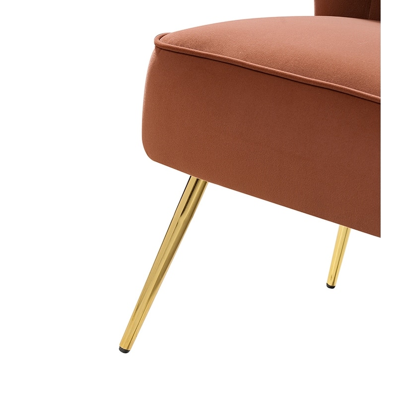 Monica 22''W Upholstered Modern Tufted Accent Side Chair with Gold Legs by HULALA HOME