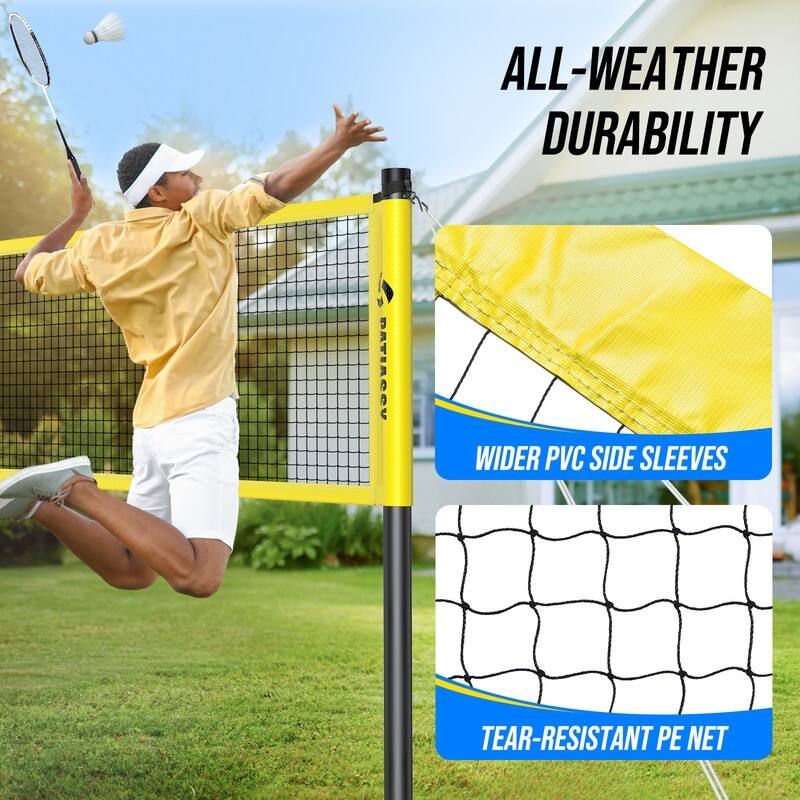 Professional Badminton Net Set with 4 Badminton Rackets, Badminton Shuttlecocks and Carrying Bag