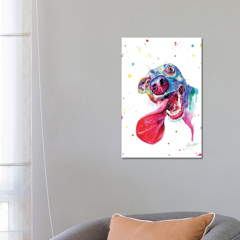 iCanvas "Colorful Happy Dog" by Yubis Guzman Canvas Print - 26x18x1.5