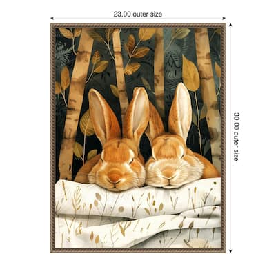 Sleepy Bunny Forest by Justyna Jaszke Framed Canvas Wall Art