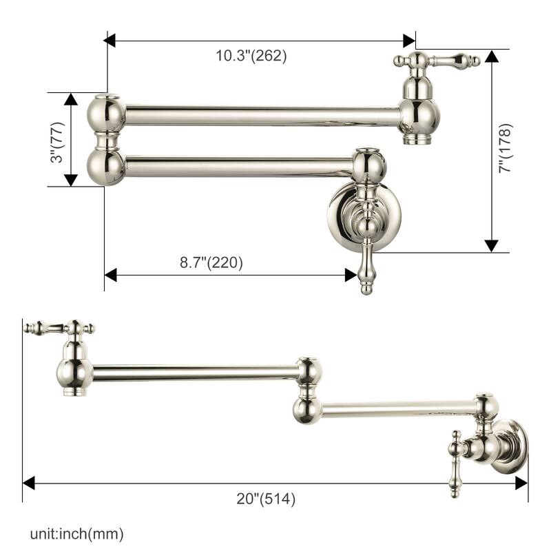 WOWOW Wall Mounted Pot Filler Faucet with Double Joints