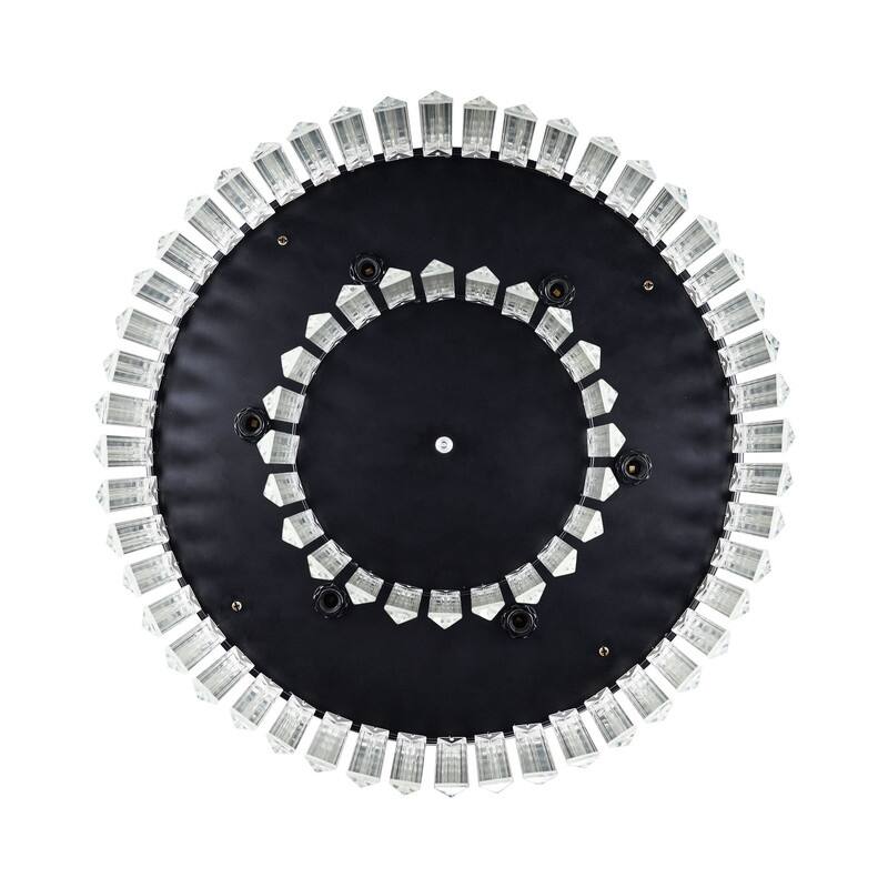 42 Inch Retractable Ceiling Fan Light Black LED Crystal Fan Light with Remote Control