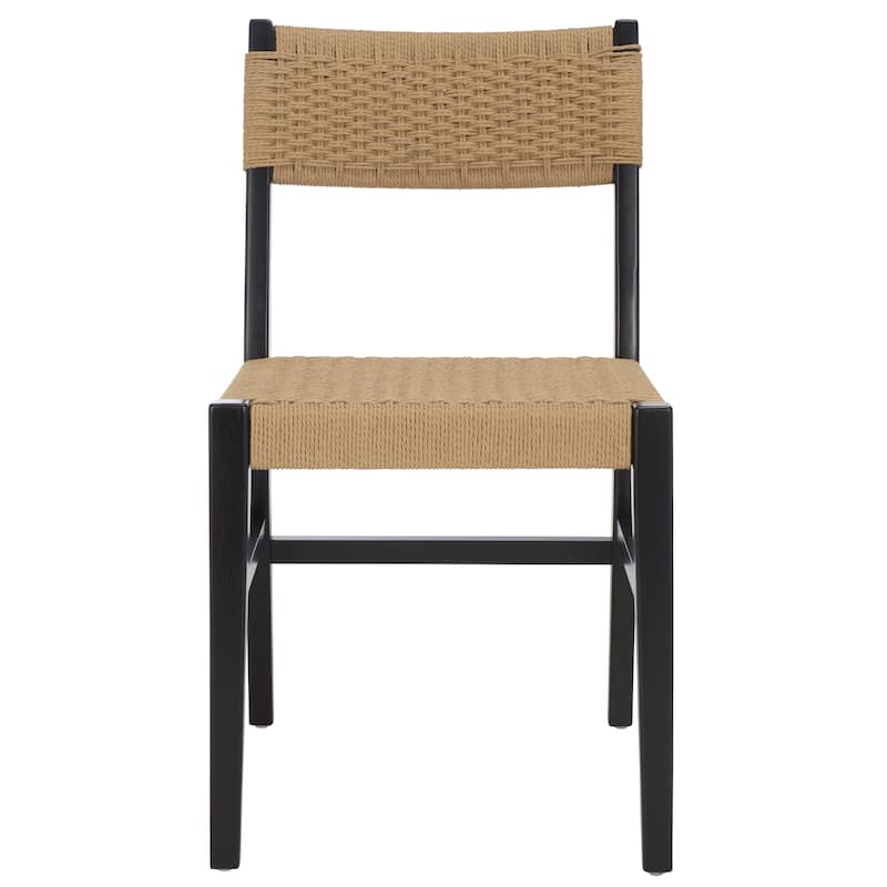 SAFAVIEH HOME Dutton Woven Dining Chair - 18"W x 24"D x 33"H - Natural/Black
