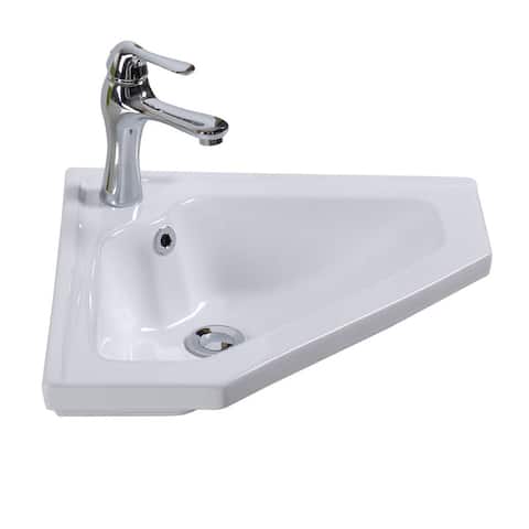 Modern Bathroom Corner Sink Wall Mount White with Overflow Renovators Supply
