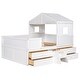preview thumbnail 14 of 15, Full Size House Low Loft Bed with 4 Storage Drawers, Sturdy Pine Wood Bedframe with Full-Length Guardrails for Kids Bedroom
