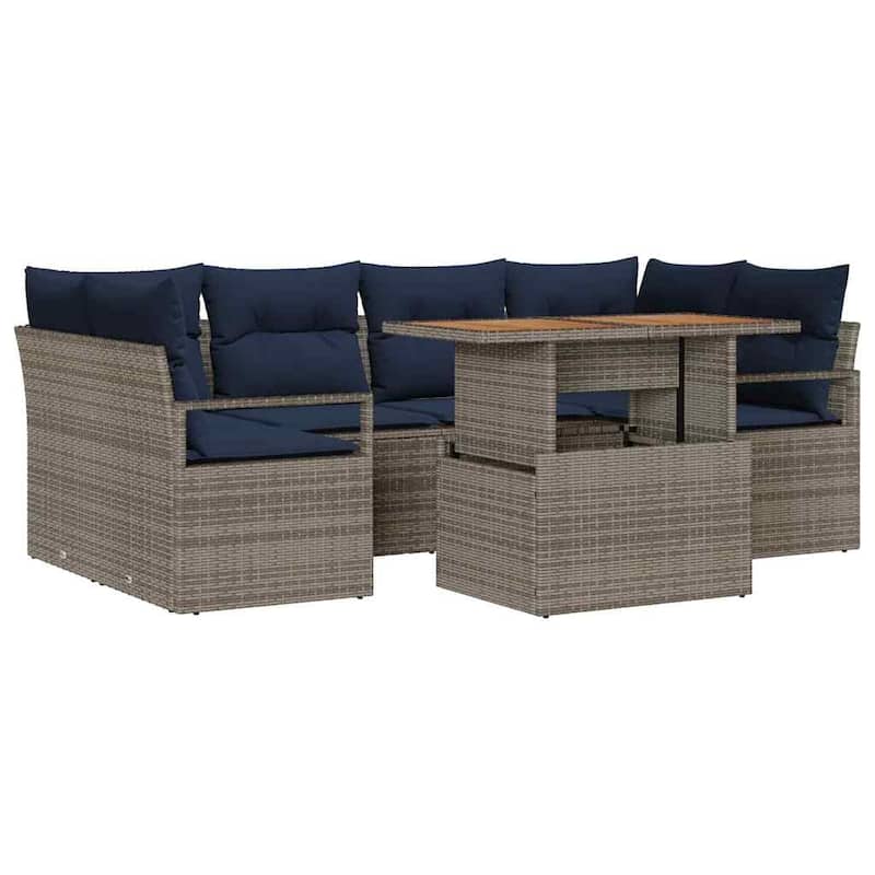 vidaXL 7 Piece Garden Sofa Set with Cushions - 92.1×48×27.2