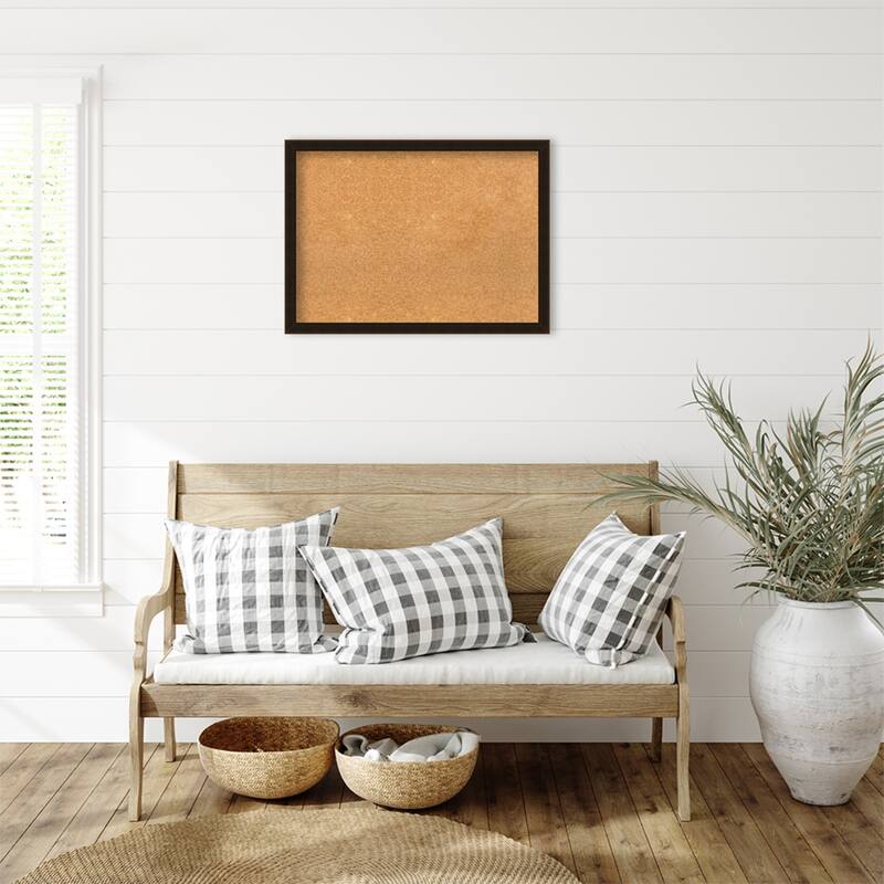 Espresso Brown Wood Framed Natural Corkboard Bulletin Board