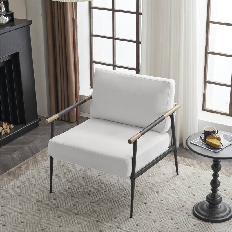 Leisure Lounge Chair Arm Chair - White Chenille