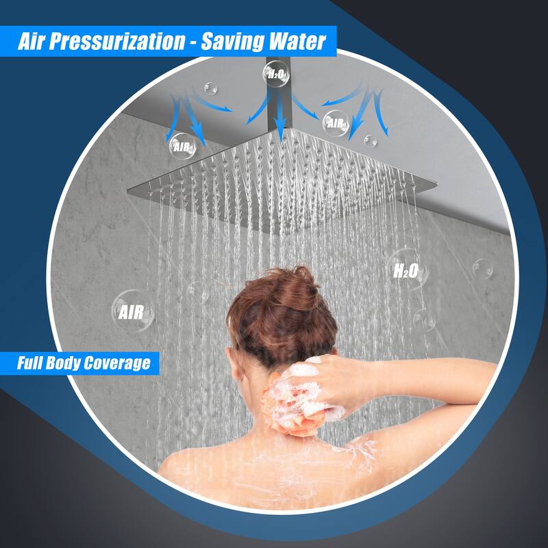 12" Square High Pressure Rain Shower Head,304 Stainless Steel Rain Shower Head