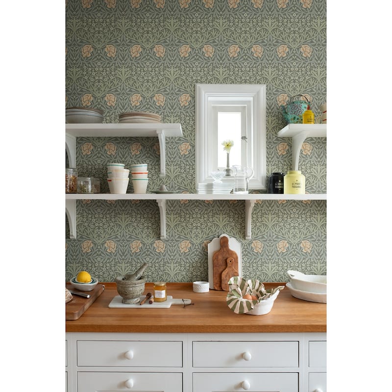 Oxford Union Grey Floral Vines Wallpaper