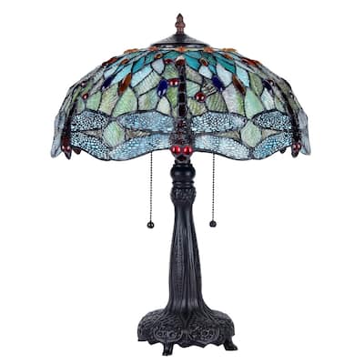 Empress Collection Tiffany Style 2-light Dark Bronze Table Lamp
