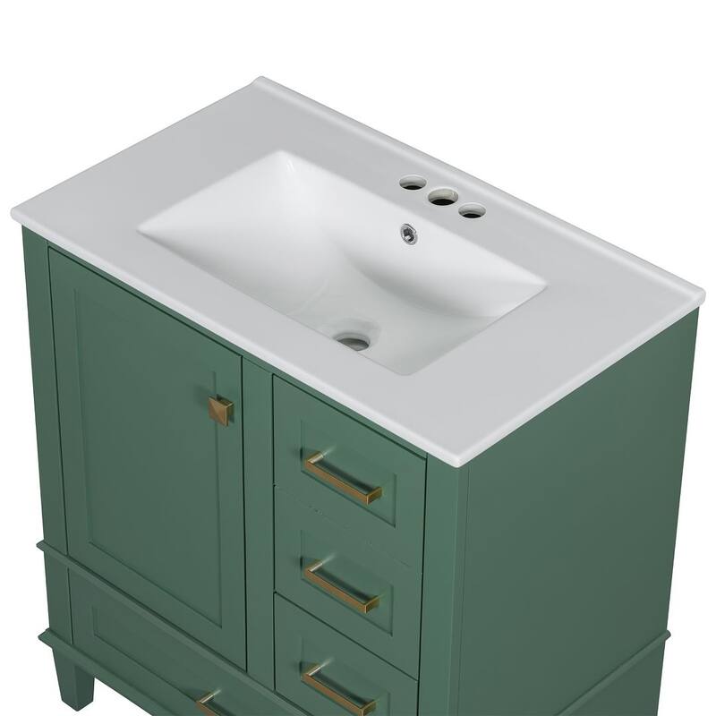 30" Elegantly Modern Bathroom Vanity with Sink Combo Set and 1 Soft Closing Door and 3 Drawers