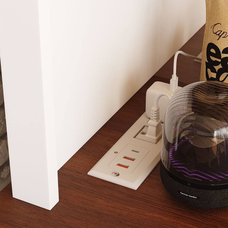 Meyreso Food storage cabinet Contemporary/Modern White Kitchen hutch with Wine Storage