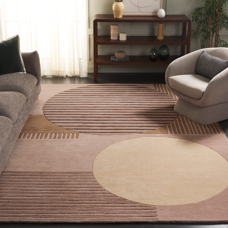 SAFAVIEH Handmade Rodeo Mili Drive Mid-Century Modern Wool Rug - 8' x 10' - Beige/Black