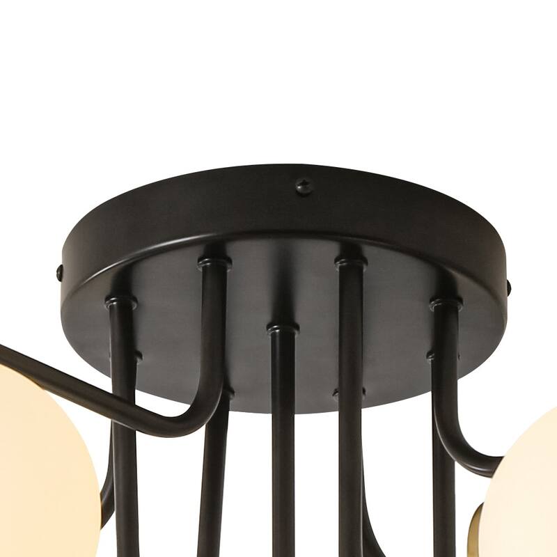 Linear Frosted Glass Globe Sputnik Semi Flush Ceiling Light