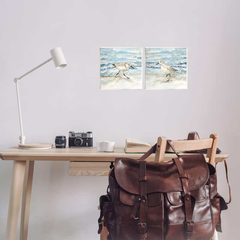 Stupell Sandpipers Treading Beach Shore Wall Plaque Art Design By Nan (Set of 2)