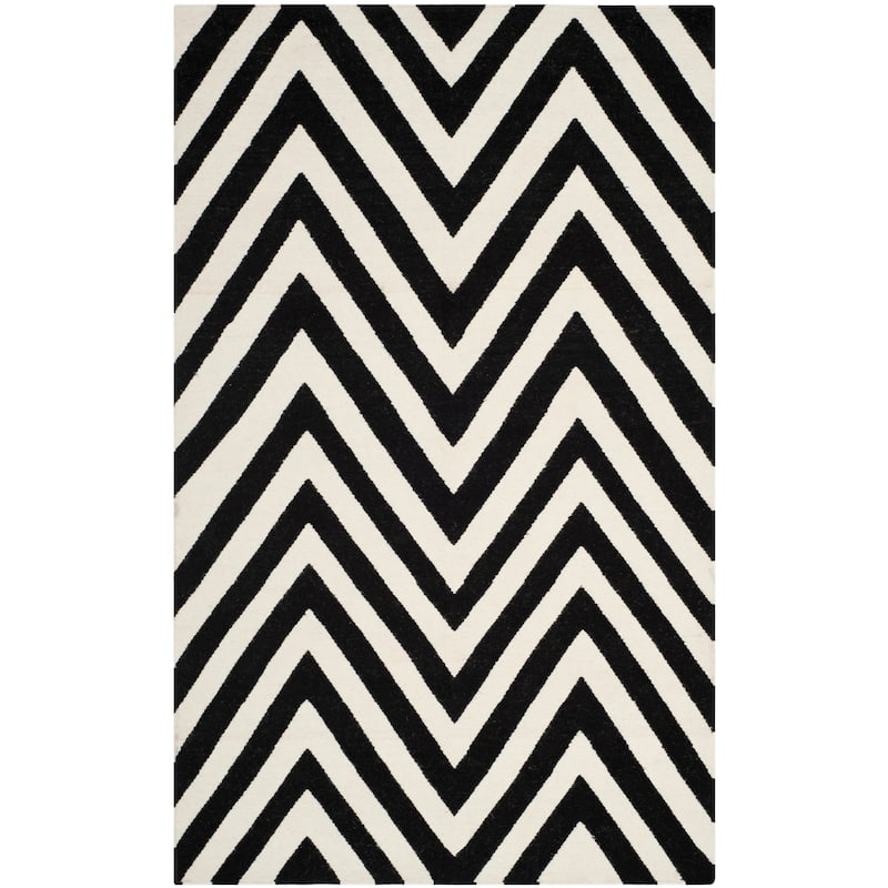 SAFAVIEH Hand-woven Moroccan Reversible Richelle Dhurrie Chevron Reversible Dhurrie Blue