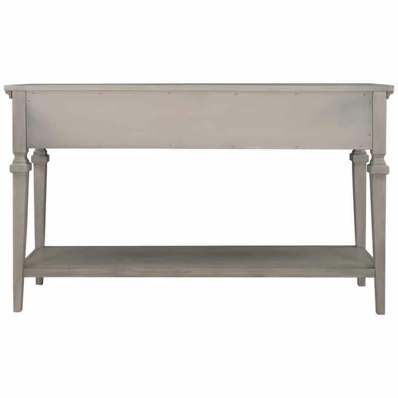 50"L Classic Retro Style Console Table with Three Top Drawers and Open Style Bottom Shelf (Gray Wash)