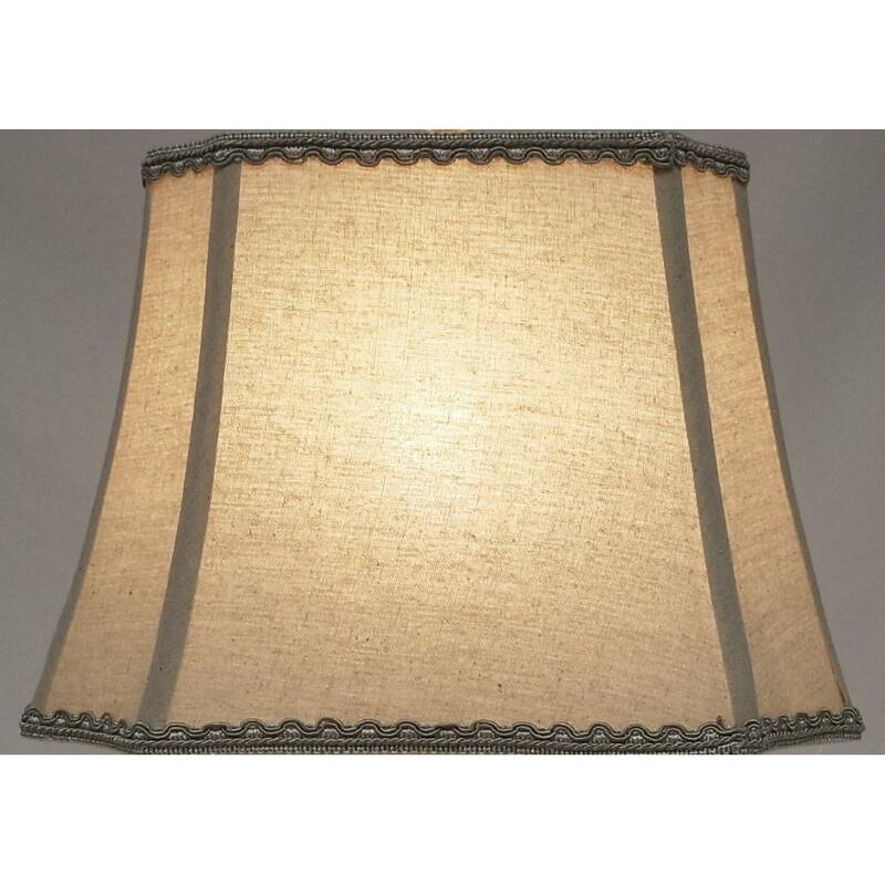 Bell Rectangle Cut Corner Linen Lampshade with Lace Trim 10/6x14/10x10 (Spider)
