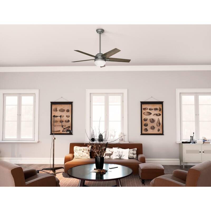 Hunter 52" Apex Ceiling Fan with LED Light Kit and Handheld Remote, Snap-On Blades