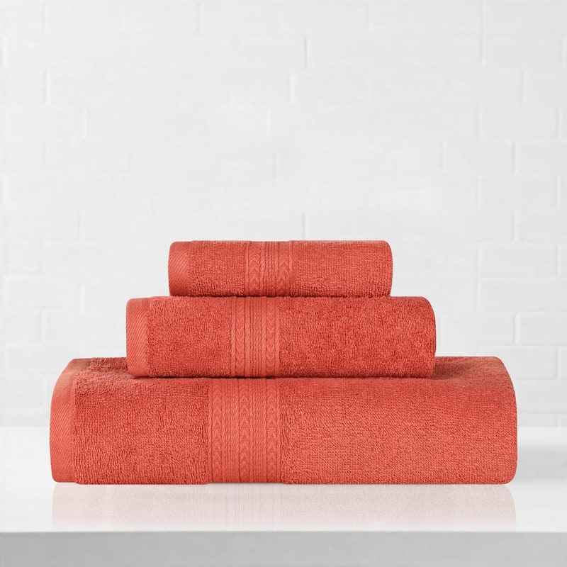 Superior Eco-Friendly Cotton 3-Piece Towel Set - Rust