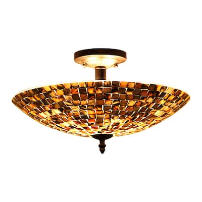 2-light Mosaic-Style Seashell Semi-Flush Mount