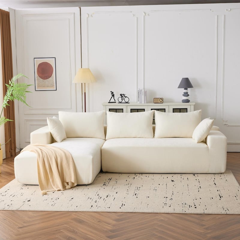 108x68" Extra-Deep Modular Sofa, Cloud Sofa for 4, No Assembly Needed - White-2