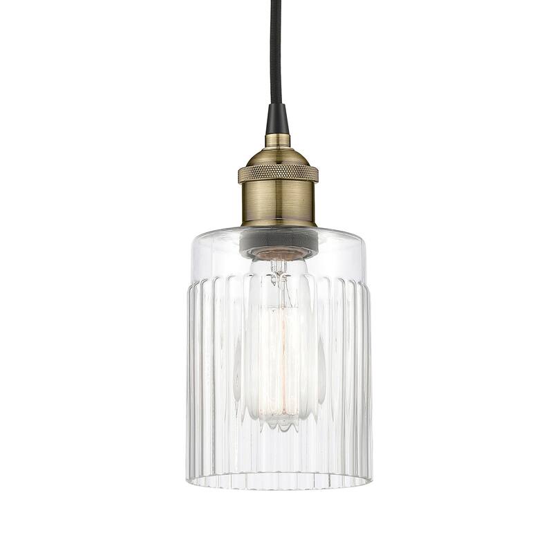 Innovations Lighting 616-1P-10-5 Hadley Pendant Hadley 5" Wide Mini - Black Antique Brass / Clear