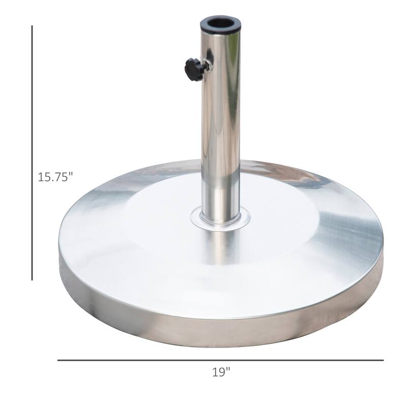 Outsunny 19" Round 55lb Stainless Steel Patio Umbrella Stand Base