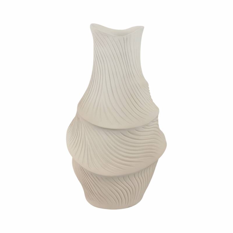 Resin Vase with Sculptural Textured Design and Curved Detailing