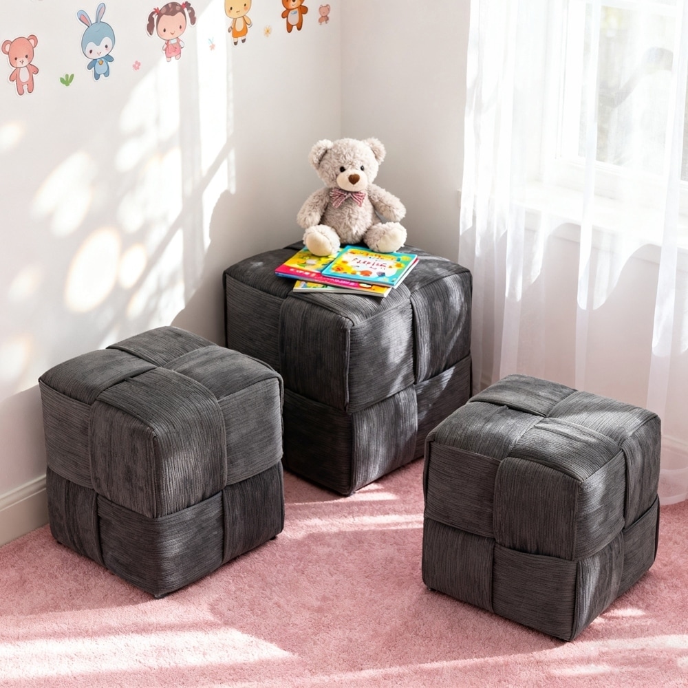 Ottoman Foot Rest Soft and Comfortable Ottoman Corduroy Woven Design