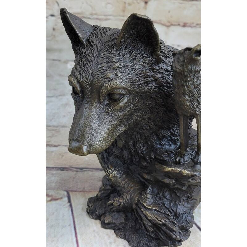 Signed Milo Deco European Wolf Bronze Sculpture Figure Figurine Hot Cast Decor