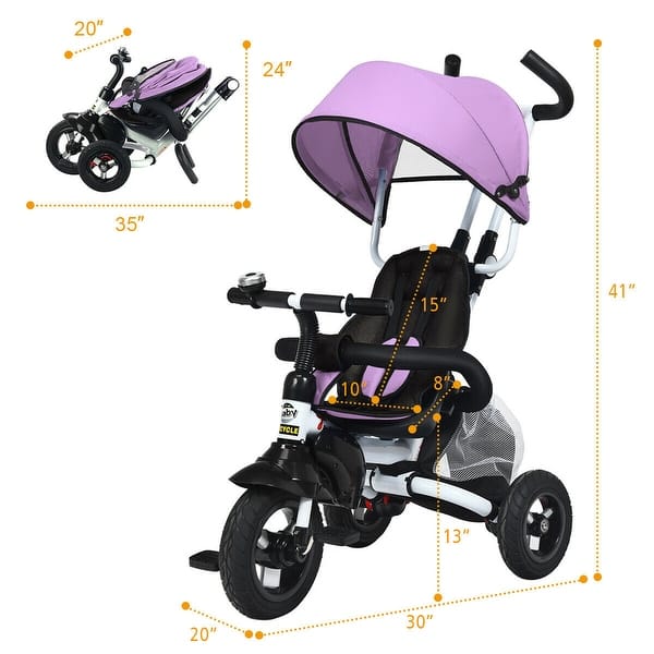 Gymax 6-In-1 Kids Baby Stroller Tricycle Detachable Learning Toy Bike