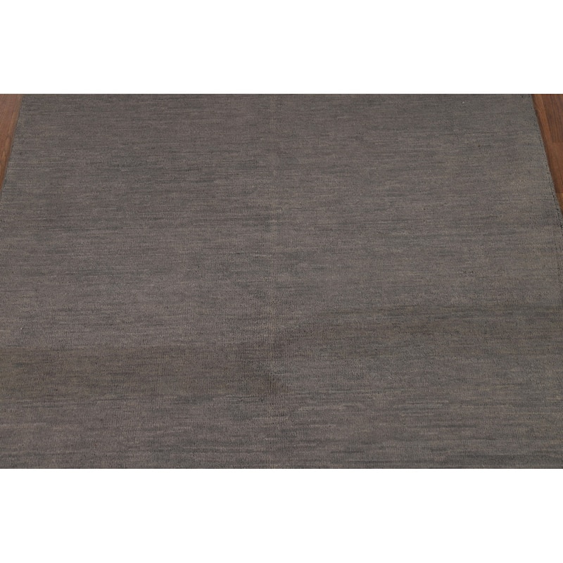 Gray Gabbeh Modern Rug Handmade Wool Carpet - 4'0"x 5'10"