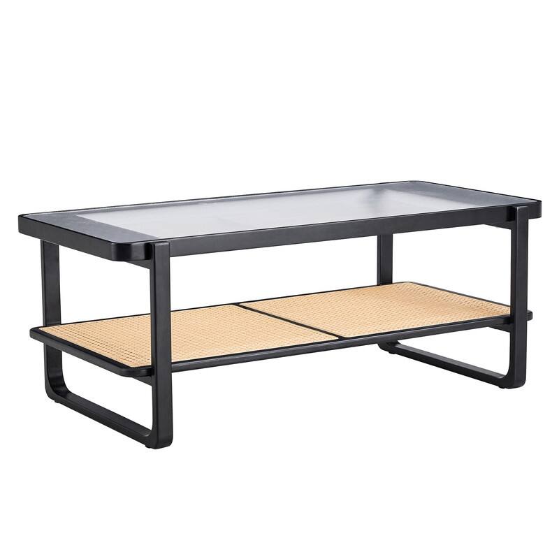 Modern minimalist white double layered solid wood coffee table