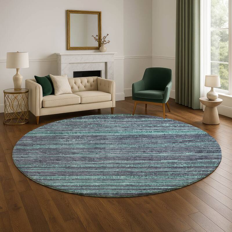 Premium Washable Super Soft Casual Stripes Mayfield Rug - 8' x 8' - Teal