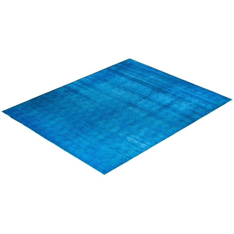 Overdyed One-of-a-Kind Hand-Knotted Area Rug - Blue - 12' 4" x 15' 0"
