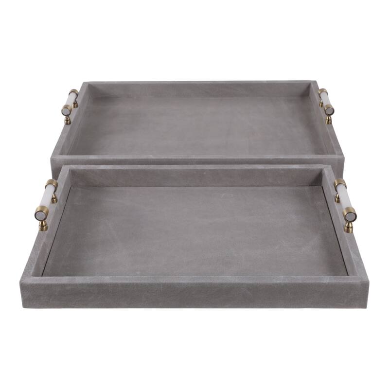 Wood Trays Rectangular Accent Ottoman Styling (Set of 2) - 18/20" Gray - 20.0"